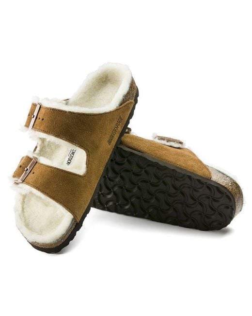 Birkenstock Brown Shearling-Lined Slip-On Sandals for men