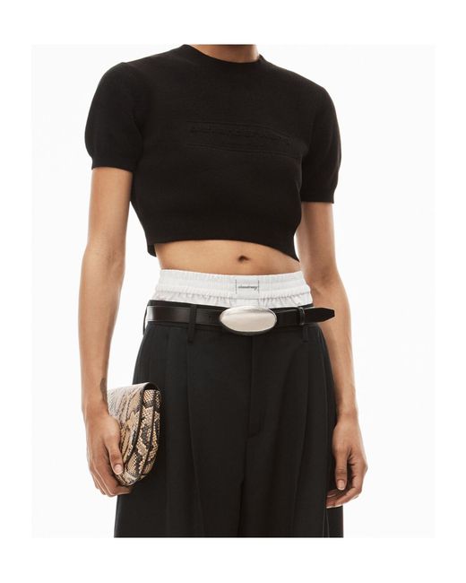 Alexander Wang Black Logo Embossed Ribbed Jumper