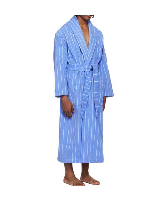 Tekla Blue Classic Bathrobe for men