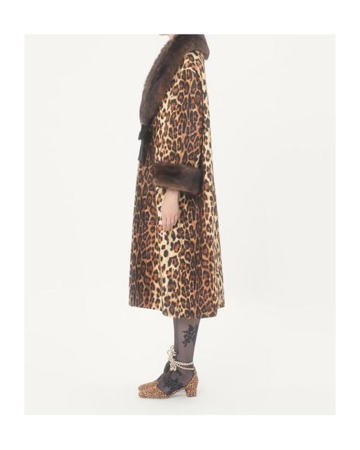 Valentino Brown Fauve Eclat Spotted Cloth Coat