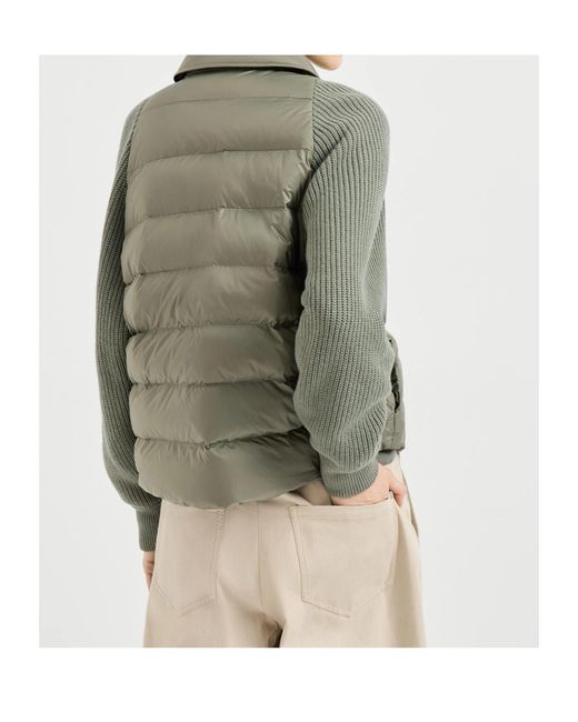 Brunello Cucinelli Green Down Quilted Short Puffer Jacket