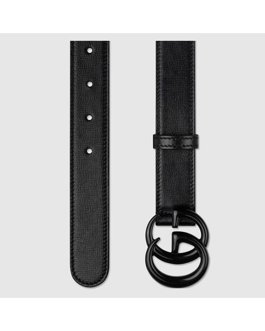 Gucci Black Gg Marmont Thin Buckle Belt for men