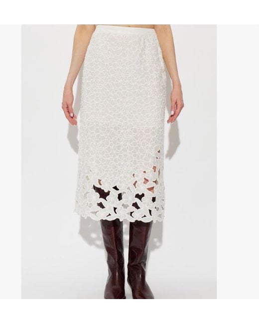 Isabel Marant White Ryesha Embroidered Midi Skirt