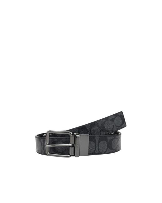 COACH White Logo Belt for men