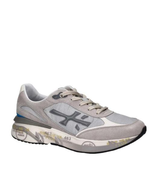 Premiata Gray Moe Run Logo-Applique Sneakers for men
