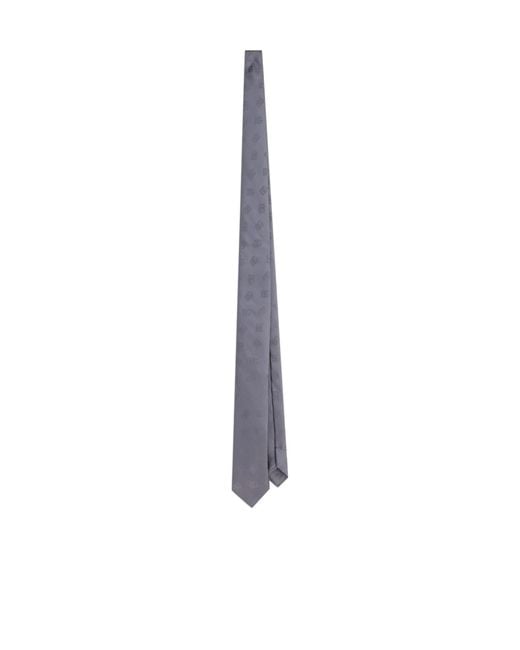 Dolce & Gabbana White Logo Jacquard Pointed Tip Tie for men