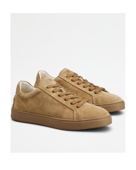 Tod's Brown Logo Printed Round Toe Sneakers for men