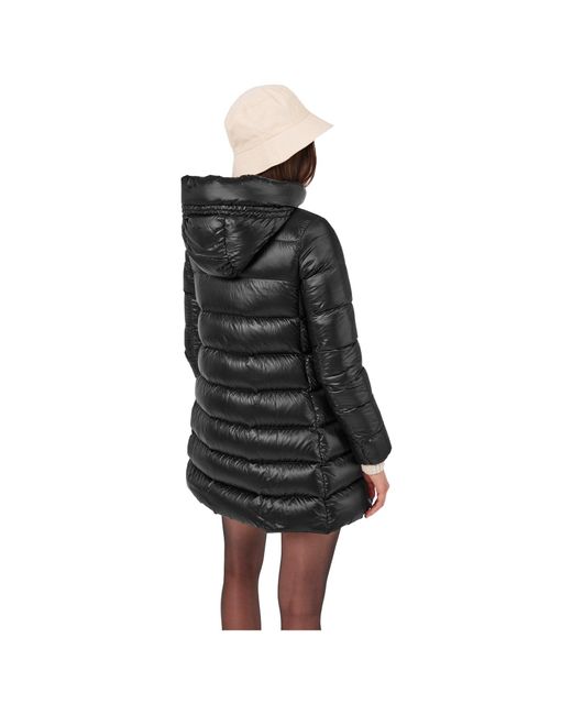 Moncler Black Medium To Long Hooded Down Jacket
