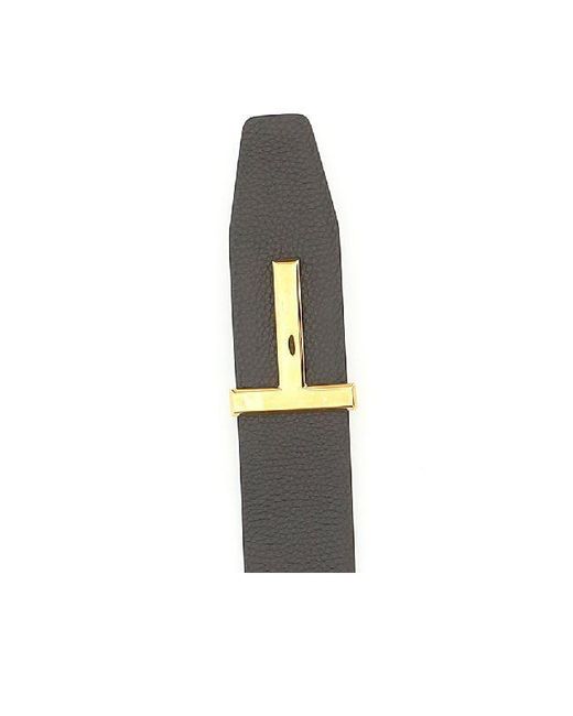 Tom Ford White Double-Sided T-Logo Leather Belt for men