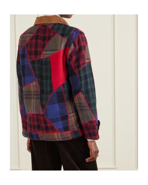 Polo Ralph Lauren Red Patchwork Corduroy-Collar Jacket