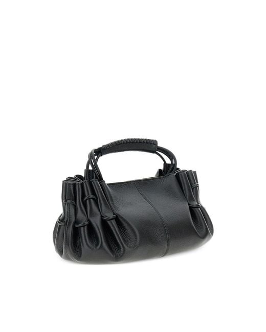 Hereu Black Pleated Shoulder Bag