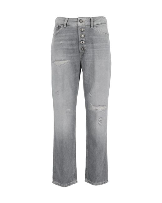 Dondup Gray Button-Fly Jeans