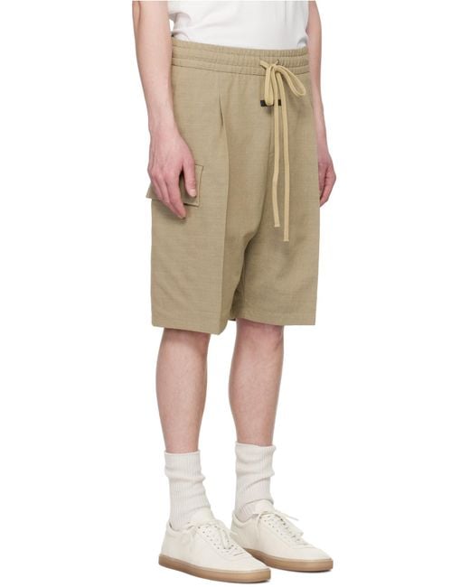 Fear Of God Natural Logo-Patch Drawstring Cargo Shorts for men