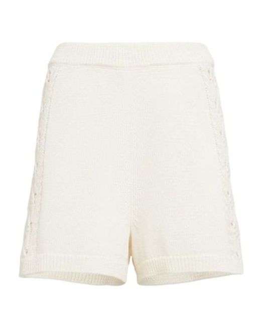 Loulou de Saison White Andel Embroidered Knit Shorts