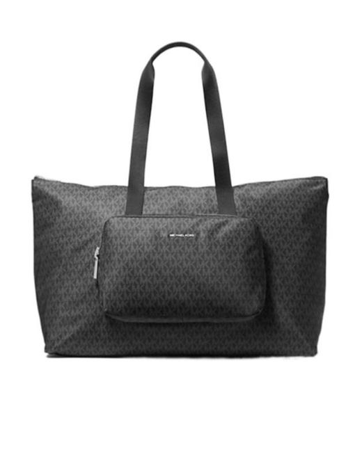 Michael Kors Black Michael Tanner Large Printed Signature Logo Reversible Packable Tote Bag