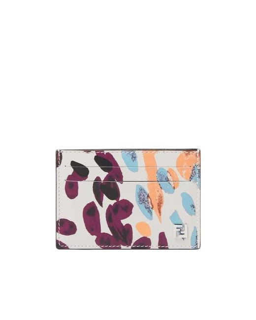 Fendi White Ff Squared Slim Card Holder for men