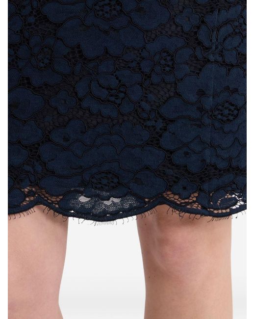 Patou Blue Floral-Lace Mini Dress