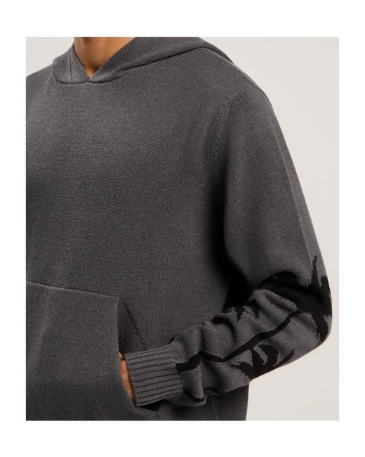 Palm Angels Gray Palm-Print Hooded Jumper for men