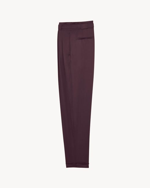 Saint Laurent Purple Pleated Belted Trousers for men