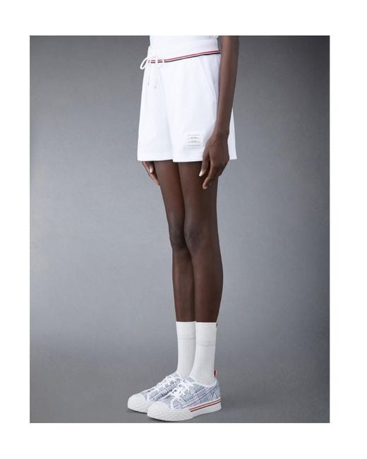 Thom Browne White Logo Patch Drawstring Shorts