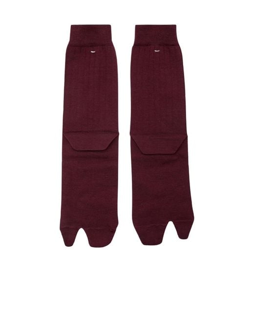Maison Margiela Purple Ribbed-Knit Wool-Blend Socks