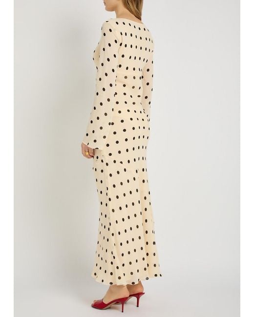 Reformation White Esra Polka Dot Chiffon Midi Dress