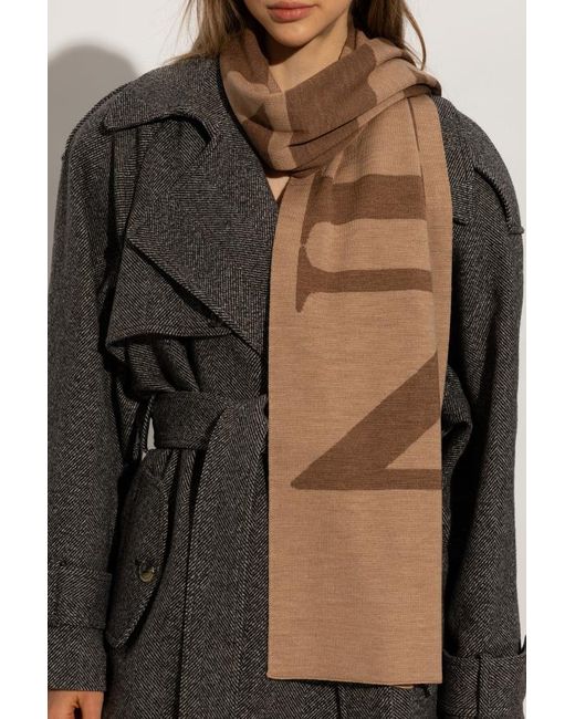 Lanvin Brown Logo Scarf