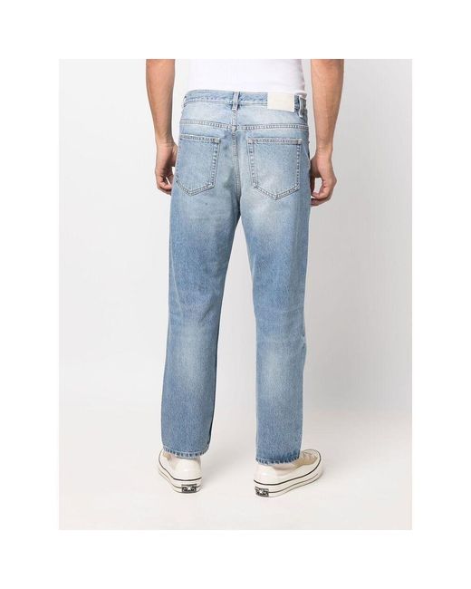 Harmony Blue Mid-Rise Straight-Leg Jeans for men