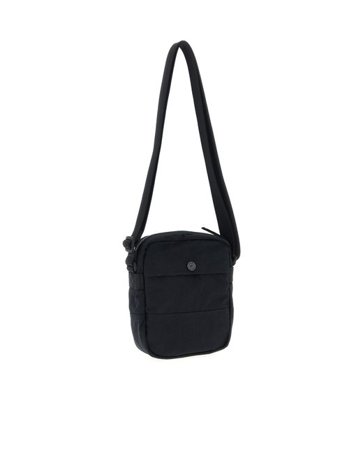 Stone Island Black Logo Badge Crossbody Bag for men