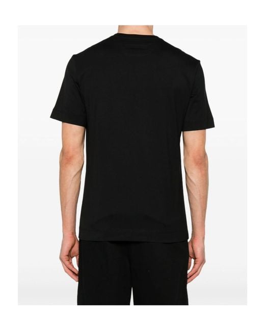 Zegna Black Logo Embroidered Crewneck T-Shirt for men