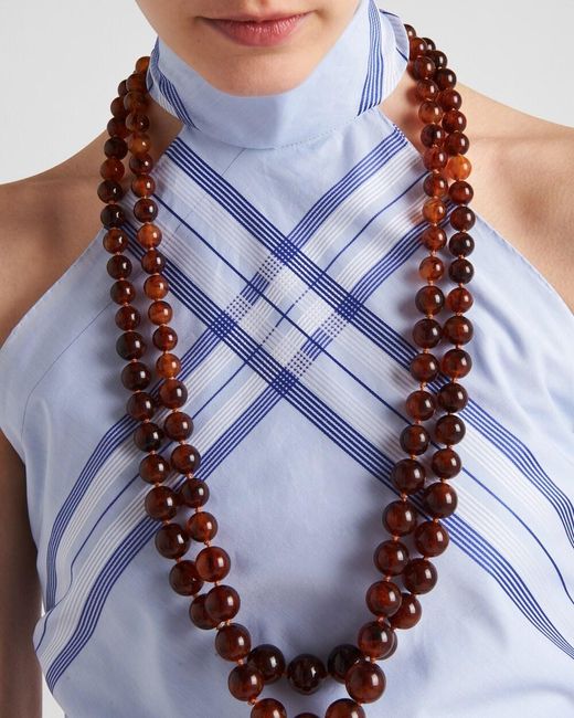 Prada Blue Printed Cotton Halter Top