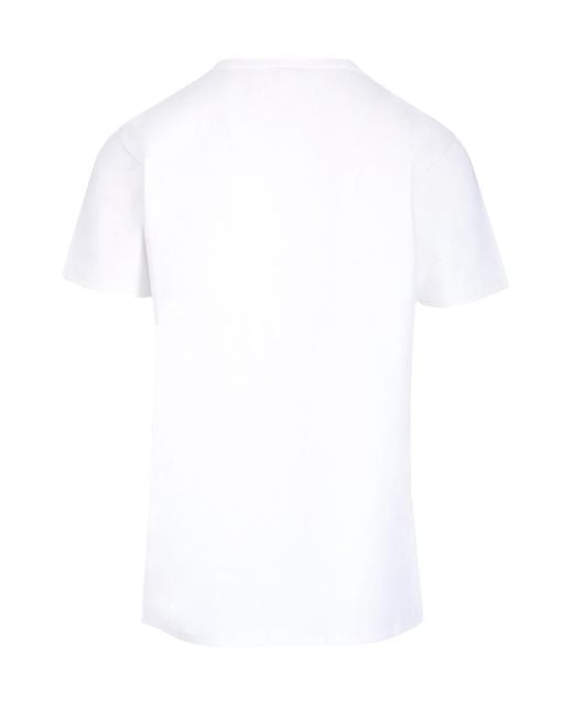 MSGM White Logo Printed Crewneck T-Shirt for men