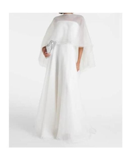 Maticevski White Bridal Dhalia Caped Silk Gown