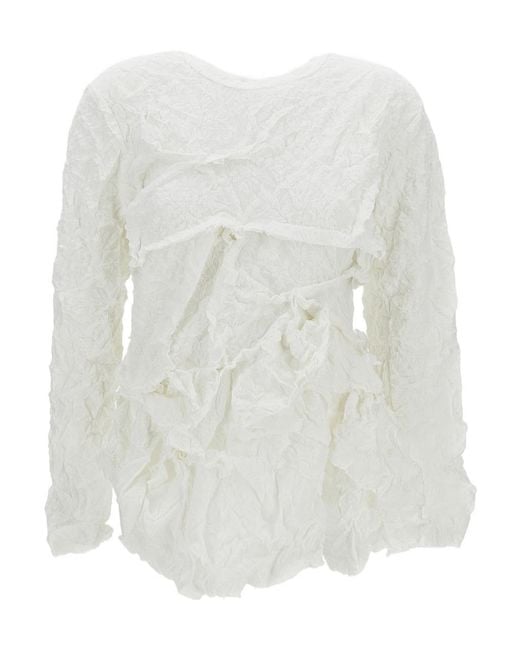 Comme des Garçons White Comme Des Garçons Ruffled Top