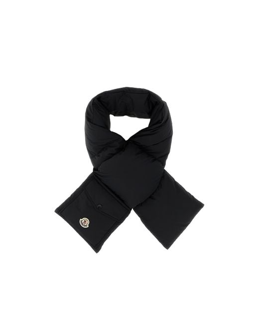 Moncler Black Logo Patch Padded Scarf for men