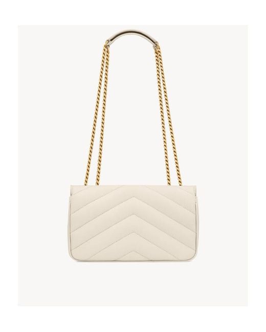 Saint Laurent White Loulou Matelassé Small Shoulder Bag