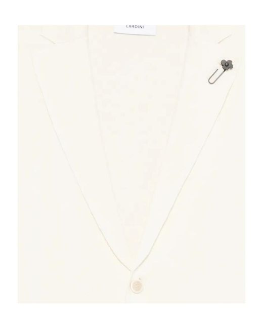 Lardini White Shawl Collar Buttoned Cardigan for men