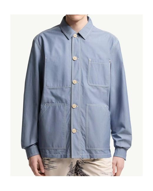 Moncler Blue Elorn Chambray Shirt Jacket for men