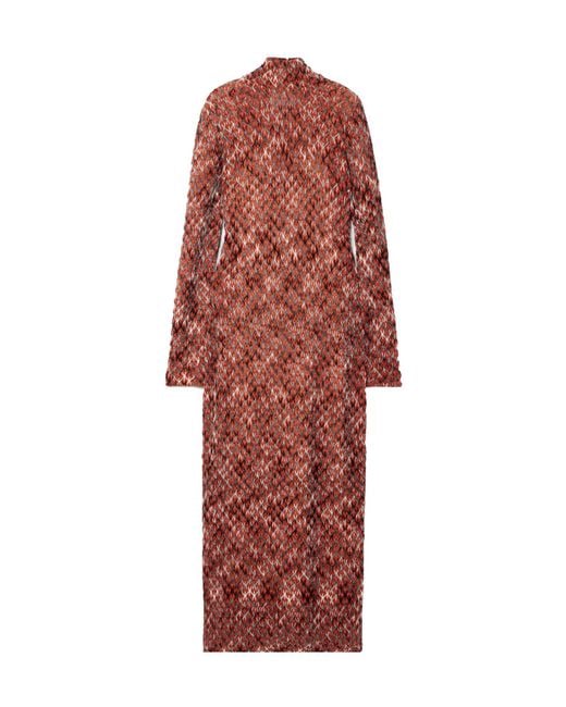 Missoni Red Space-Dyed Wool-Blend Midi Dress