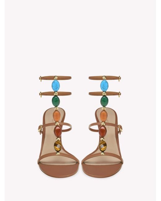 Gianvito Rossi Metallic Shanti Embellished Ankle Strap Sandals