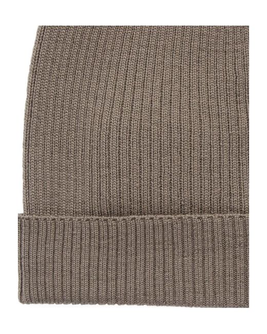 Rick Owens Brown Temple Ribbed Wool Knit Hat for men