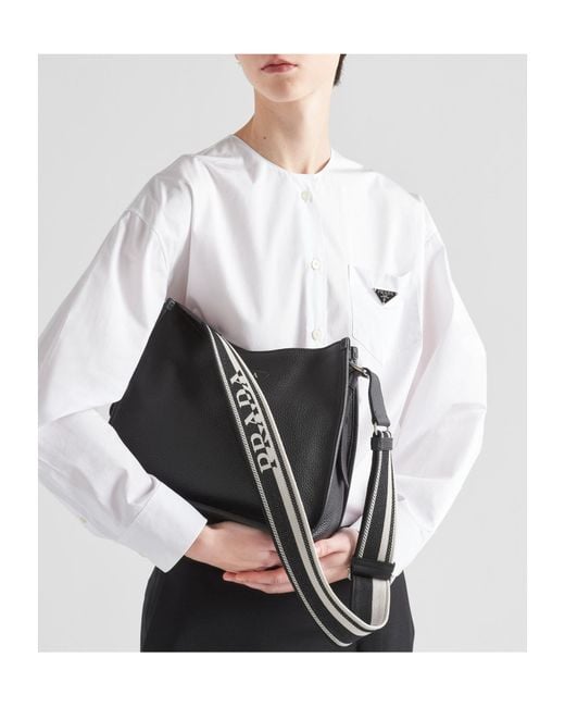 Prada Black Leather Hobo Bag