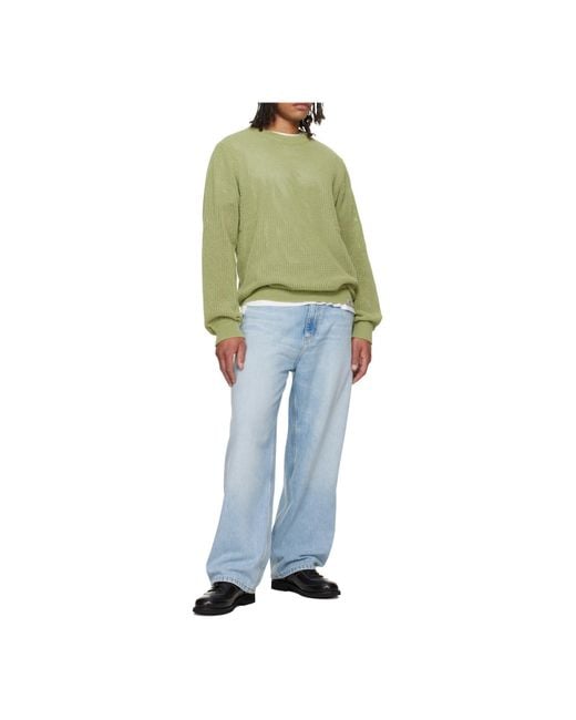 Carhartt Green Stockton Crewneck Open-Knit Jumper for men