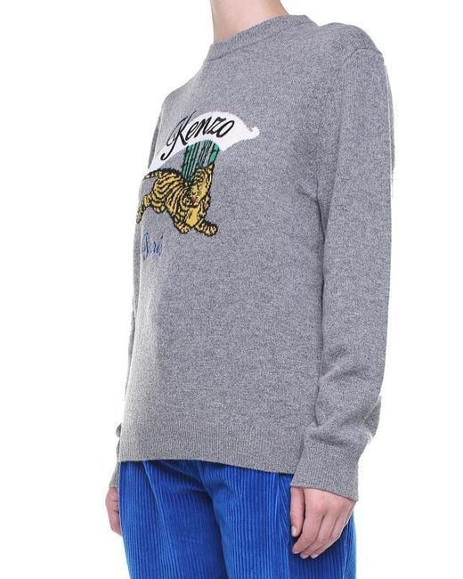 KENZO Gray Jumping Tiger Sweater for men