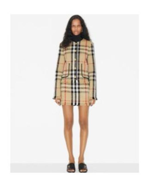 Burberry Natural Checked Frayed Edge Mini Skirt