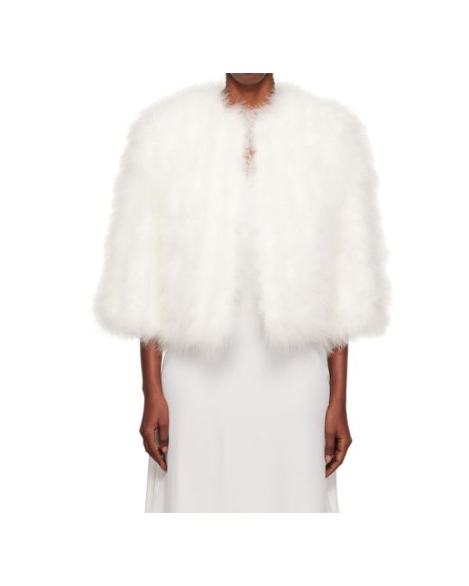 Yves Salomon White Short Feather Jacket