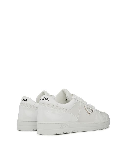 Prada White Downtown Leather Low Top Trainers for men
