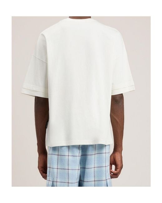 Palm Angels White Curved Logo Loose Double T-Shirt for men