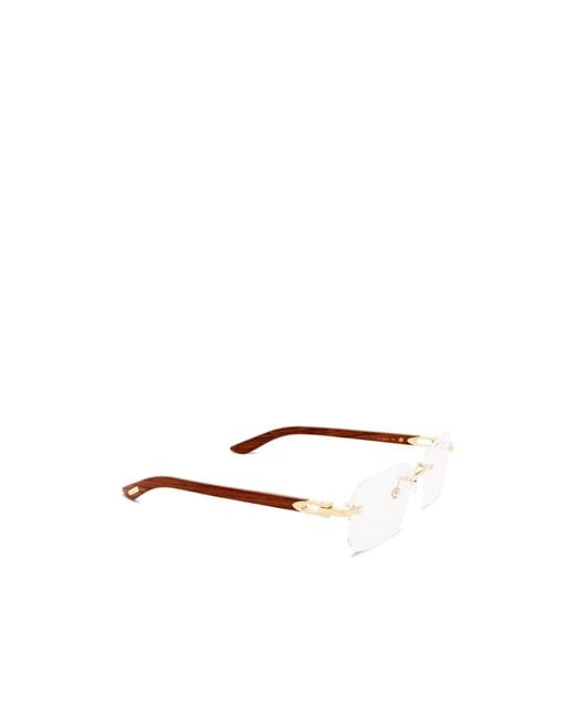 Cartier White Rectangle Frame Glasses for men