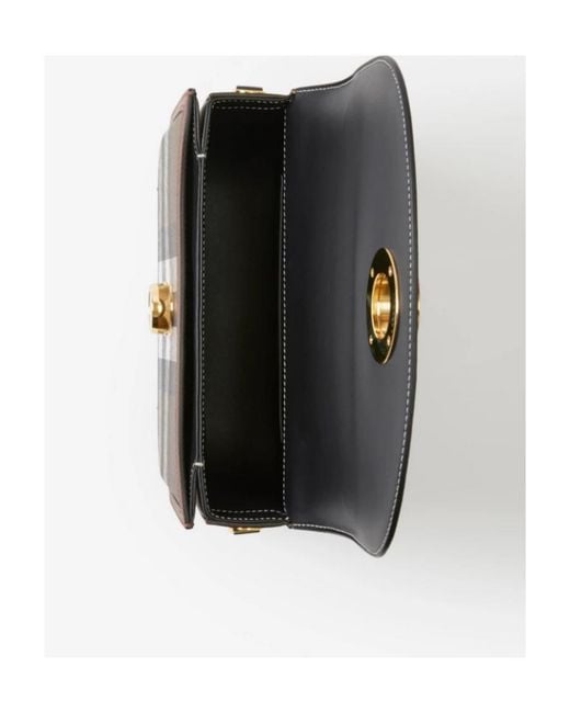 Burberry Brown Checked Foldover Top Medium Elizabeth Bag